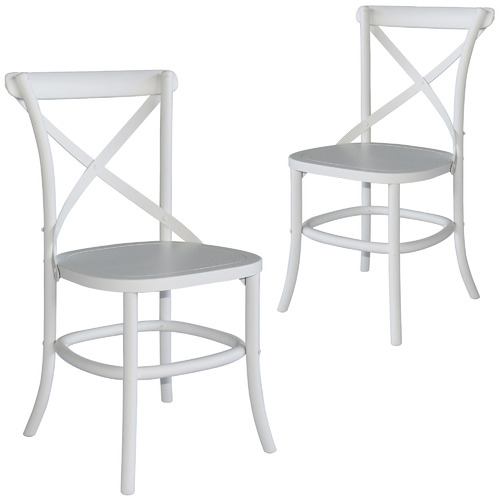 Naturally Provinicial White Zola Cross Back Oak Wood Dining Chairs